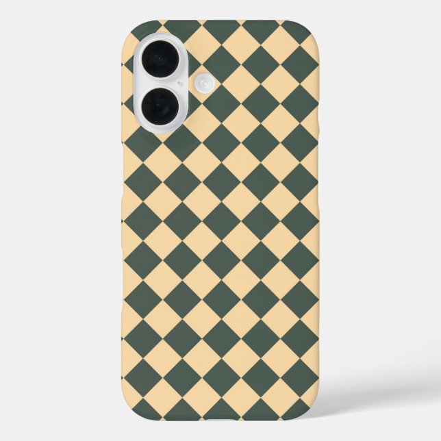 Yellow Green Checker Diamond Pattern Case-Mate iPhone Case (Back)