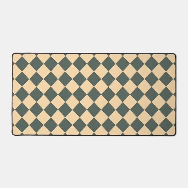 Yellow Green Checker Diamond Pattern Desk Mat (Front)