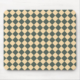 Yellow Green Checker Diamond Pattern Mouse Pad
