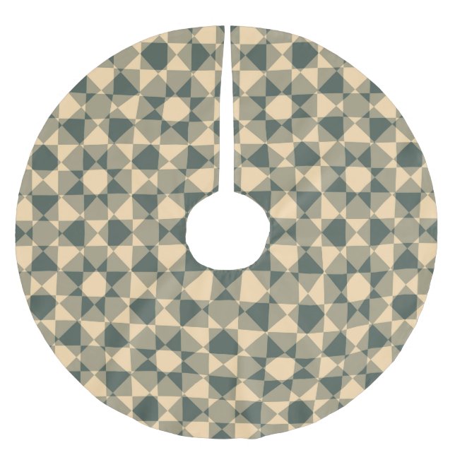 Yellow Green Checker Diamond Plaid Pattern Brushed Polyester Tree Skirt (Front)