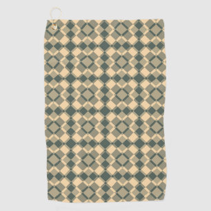 Yellow Green Chequered Argyle Pattern Golf Towel