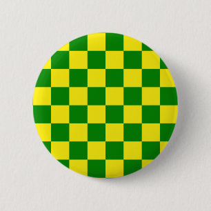 Yellow Green Chequered Check Pattern 6 Cm Round Badge