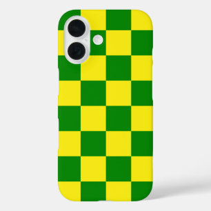 Yellow Green Chequered Check Pattern iPhone 16 Case