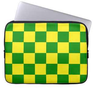 Yellow Green Chequered Check Pattern Laptop Sleeve
