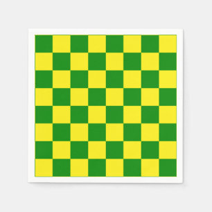 Yellow Green Chequered Check Pattern Napkin
