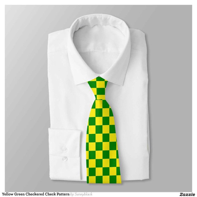 Yellow Green Chequered Check Pattern Tie (Creator Uploaded)
