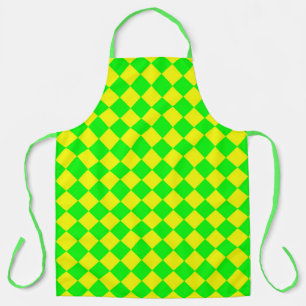 Yellow Green Chequered Diamond Pattern Apron