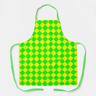 Yellow Green Chequered Diamond Pattern Apron