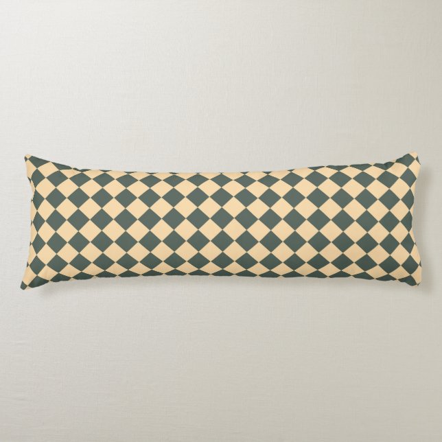 Yellow Green Chequered Diamond Pattern Body Cushion (Front)
