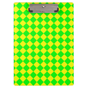 Yellow Green Chequered Diamond Pattern Clipboard