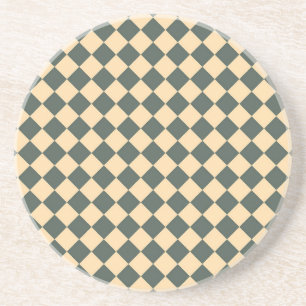 Yellow Green Chequered Diamond Pattern Coaster