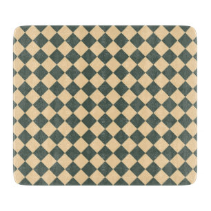 Yellow Green Chequered Diamond Pattern Cutting Board