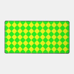 Yellow Green Chequered Diamond Pattern  Desk Mat