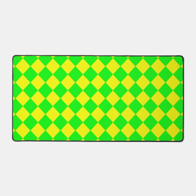 Yellow Green Chequered Diamond Pattern  Desk Mat (Front)