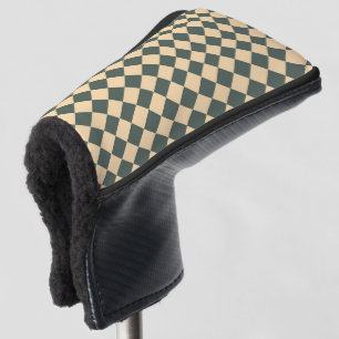 Yellow Green Chequered Diamond Pattern Golf Head Cover