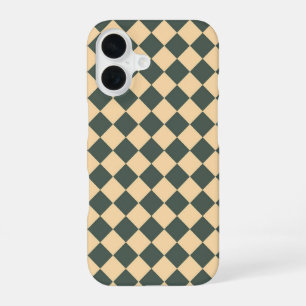 Yellow Green Chequered Diamond Pattern iPhone 16 Case