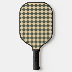 Yellow Green Chequered Diamond Pattern Pickleball Paddle