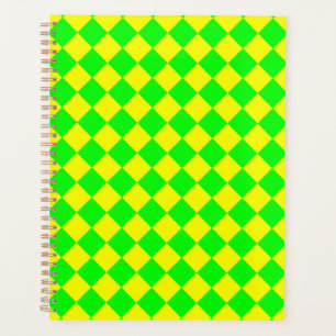 Yellow Green Chequered Diamond Pattern Planner