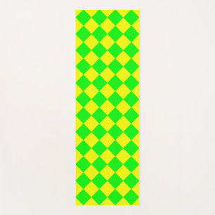 Yellow Green Chequered Diamond Pattern  Yoga Mat