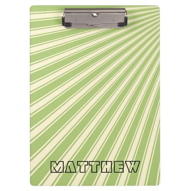 Yellow-green Colour Stripe Funky Pattern Clipboard (Front)