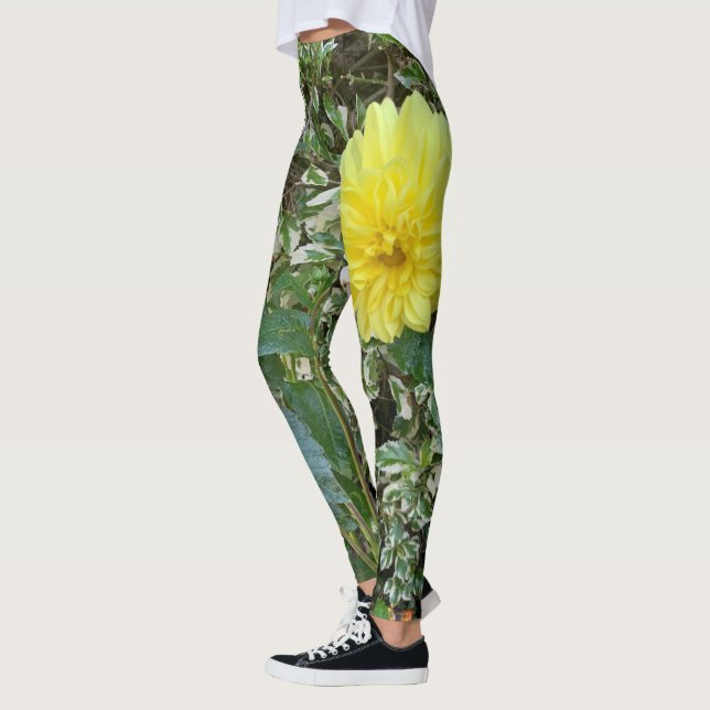 Yellow green Dahlia Leggings (Left)