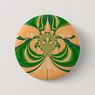 Yellow Green Design. 6 Cm Round Badge