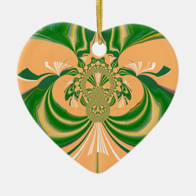 Yellow Green Design. Ceramic Ornament (Front)