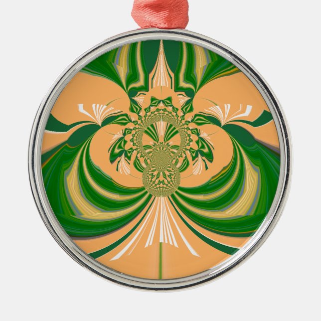 Yellow Green Design. Metal Ornament (Front)