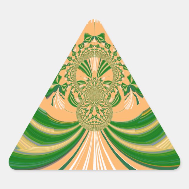 Yellow Green Design. Triangle Sticker (Front)