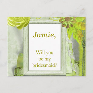 Yellow Green floral Bridesmaid Invitation