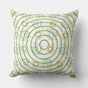 Yellow Green Floral Graphic Cushion