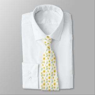 Yellow Green Floral Pattern Tie
