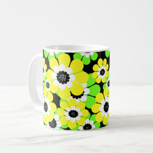 Yellow green flowers coffee mug