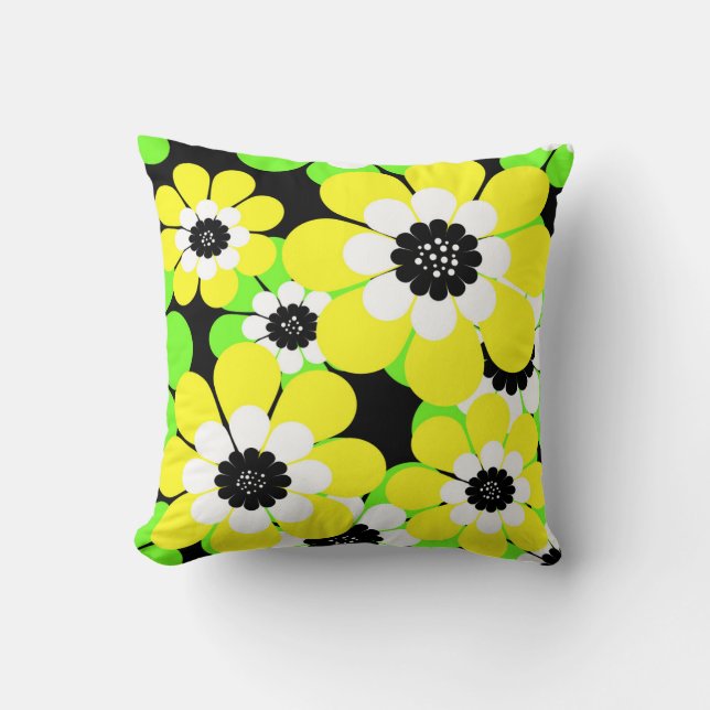 Yellow green flowers cushion (Front)