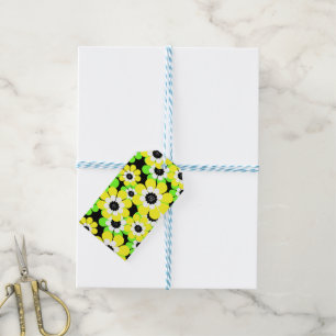 Yellow green flowers gift tags