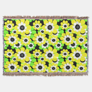 Yellow green flowers throw blanket