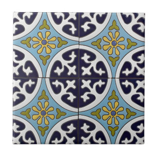 yellow green flowers tuscan  tiles