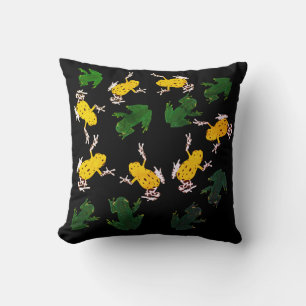 Yellow Green Frogs Pattern Cushion