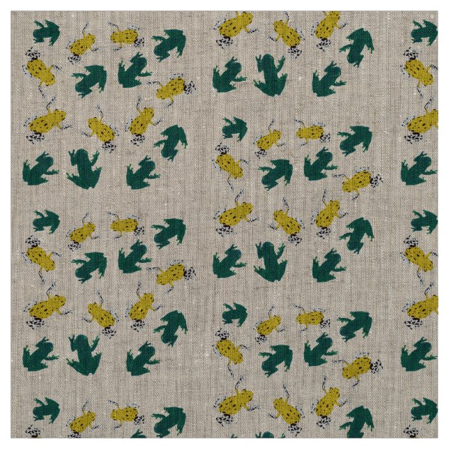 Yellow Green Frogs Pattern Fabric (Swatch)