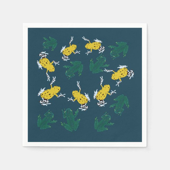 Yellow Green Frogs Pattern Napkin (Front)