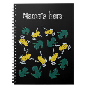 Yellow Green Frogs Pattern Notebook