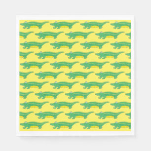 Yellow Green Gator Alligator Crocodile Croc Animal Napkin