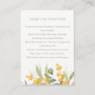 Yellow Green Gold Wattle Foliage Jewellery Care Business Card