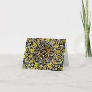 Yellow Green Hand Drawn Mandala Design Folded Note Card