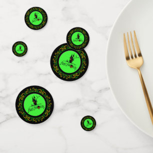 Yellow Green Happy Halloween Haunted House Confetti