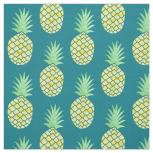 Yellow & Green Hawaiian Watercolor Pineapples Fabric