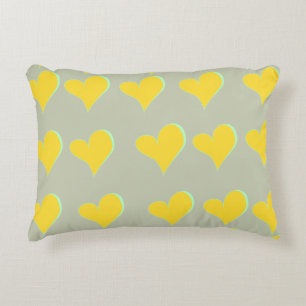 Yellow green hearts decorative cushion