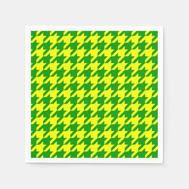 Yellow Green Houndstooth Design  Napkin (Front)