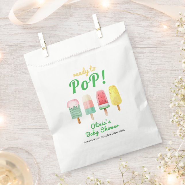 Yellow Green Ice Cream Ready To Pop Baby Shower  Favour Bag (Clipped)