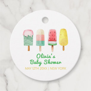Yellow Green Ice Cream Ready To Pop Baby Shower  Favour Tags